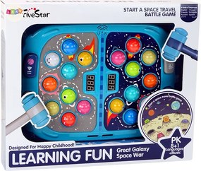 LEAN Toys Obratnostná hra Wack A Mole Kosmos, 9 úrovní, svetelné a zvukové efekty