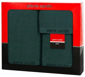 BAVLNENÝ UTERÁK PIERRE CARDIN EVI SADA 3KS 30X50 CM, 50X90 CM, 70X140 CM TMAVOZELENÁ