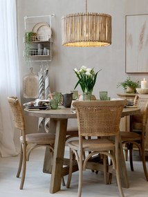 Prírodné antik závesné svetlo s ratanovým tienidlom Lamp rattan - Ø 50*54cm/ E27/ 40W