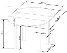 Rozkladací jedálenský stôl Ringo 102/142 cm kašmírový/čierny