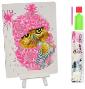 NO-1007230 NORIMPEX Mini diamantová mozaika - pevná - Ružová sovička