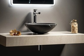 Sapho Sapho, BLOK 1 kamenné umývadlo priemer 40cm, leštený béžový travertin, 2401-01
