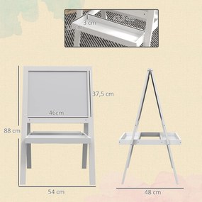AIYAPLAY 2-v-1 Detský Easel - magnetická tabuľa a kriedová tabuľa - 2 integrované úložné zásuvky - biela | Aosom