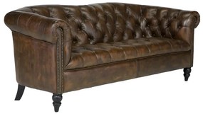 furniture-nabytek.cz - Masívna pohovka Chesterfield Shelford, pravá koža, hnedá – 196×89×85 cm