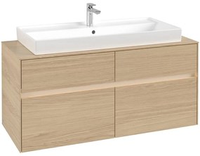 VILLEROY &amp; BOCH Collaro závesná skrinka pod umývadlo na dosku (umývadlo v strede), 4 zásuvky, s LED osvetlením, 1200 x 500 x 548 mm, Nordic Oak, C091B0VJ