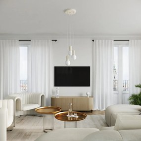 Krémová stolová lampa so skleneným tienidlom (výška 19 cm) Orbital – Sollux