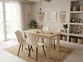 Jedálenská stolička SPLIT VELVET s čiernymi nohami, svetlo béžová