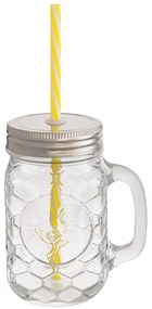Sklenený džbánok s kohútom bez slamky - 11*7*13 cm / 0,4 L