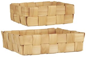 Ib Laursen Drevený košík Square Braided Chip Wood – set 2 ks