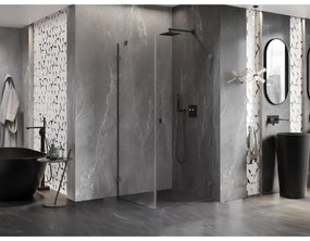 Mexen Lunar-B, výklopný sprchový kút pravý 70 x 70 cm, 8mm číre sklo, profil grafit brúsený, 832-070-070-66-00-P