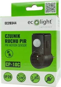 ECOLIGHT LED pohybový a súmrakový senzor do zásuvky - čierny