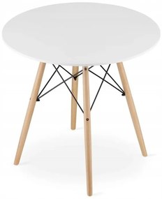 Jedálenská zostava TODI 80cm okrúhly stolový set biely + 4 stoličky OSAKA hnedé