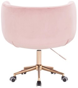 LuxuryForm DESIGN Kreslo MONTANA VELUR na zlaté podstave s kolieskami - ružové