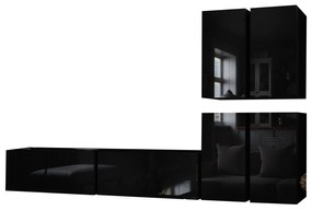 Obývacia stena Brefio (čierna + čierny lesk). Vlastná spoľahlivá doprava až k Vám domov. 1007696