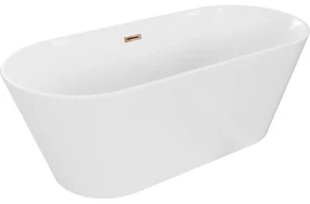 Mexen Flavia, voľne stojaca vaňa 150 x 75 cm, biela, ružové zlato prepad, 54031507500-60