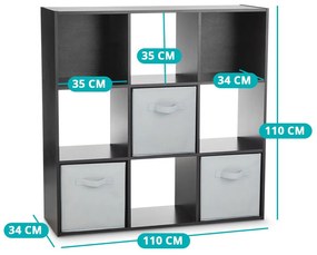 9 kocková úložná polica s 3 košíkmi