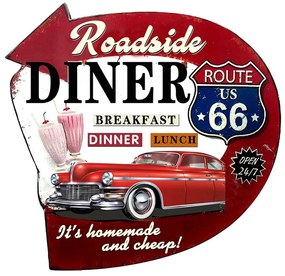 Nástenná kovová ceduľa Diner Route 66 - 56*1*54 cm