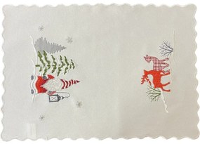 Biele prestieranie s výšivkou škriatka a sobov Šírka: 35 cm | Dĺžka: 50 cm