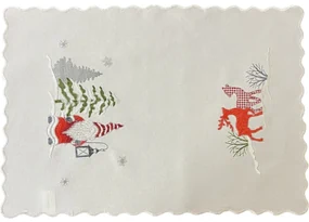 Biele prestieranie s výšivkou škriatka a sobov Šírka: 35 cm | Dĺžka: 50 cm