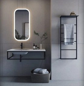 Sapho Sapho, SKA nástenný držiak uterákov s policou 454x1184x252mm, čierna mat, SKA701