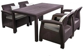 Deokork Záhradná ratanová zostava CORFU LOUNGE SET II. 1+4 hnedá