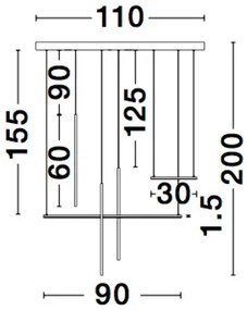 LED luster Elettra 110 čierne
