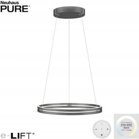 Led závesné svietidlo Paul Neuhaus Pure-e-loop sivé, 2700-5000K, e-LIFT