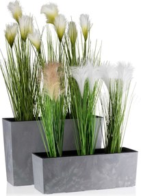PLASTOVÝ KVETINÁČ BLOOM 36X56 CM IMITÁCIA BETÓNU SIVÁ