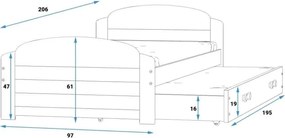 Posteľ s prístelkou LILI 200x90 Biela