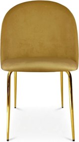 Set štyroch jedálenských stoličiek INCA zamatové, žlté / zlaté nohy (4 ks)
