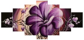 Gario Ručne maľovaný obraz Fialová živá krása - 7 dielny Rozmery: 210 x 100 cm