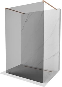 Mexen Kioto, sprchová zástena Walk-In 120 x 200 cm, 8mm šedé sklo, medený matný profil, 800-120-002-65-40