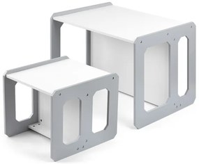 Detský stôl Stella 3v1 sivý so stoličkou