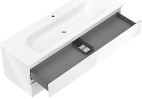 Mexen Orio, kúpeľňová skrinka 140 cm s umývadlom Vela, 2 zásuvky, biela lesklá, 91A10-14047-2-BFF00-W23M00