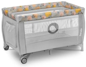 Lionelo - Cestovná postieľka STEFI PLUS ružovo-žltá