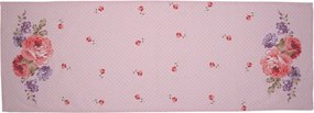 Ružový bavlnený behúň na stôl s ružami Dotty Rose - 50*140 cm
