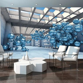 Fototapeta - 3D modrý modernizmus (254x184 cm)