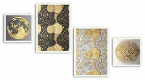 Súprava obrazov Fokula 4 ks zlatá