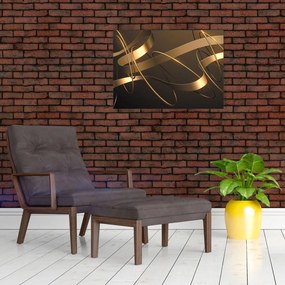 Sklenený obraz - Bronzové stuhy (70x50 cm)