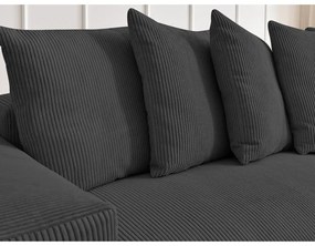 Tmavosivá menčestrová rozkladacia/s úložným priestorom rohová pohovka Voltaire – Bobochic Paris