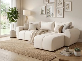 Rozkladacia obojstranná sedacia súprava do L SEVIO 246x145 cm, krémová + 2 vankúšiky ZDARMA