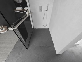 Mexen Kioto+, sprchová zástena Walk-In s poličkou a vešiakom 80 x 200 cm, 8mm číre sklo čierny vzor, brúsená oceľ profil, 800-080-121-97-70