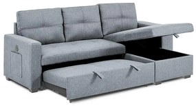 Univerzálna rohová rozkladacia sedacia súprava Catini PORTIVA s úložným priestorom a USB sivá
