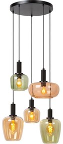 Lucide 45408/15/99 - Luster na lanku ILONA 5xE27/40W/230V čierna/béžová