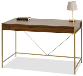 PC stolík Unica (orech + zlatá). Akcia -16%. Vlastná spoľahlivá doprava až k Vám domov. 1109857
