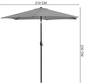 LONGWELL INDUSTRIAL LTD Skladací záhradný slnečník 210 cm - šedý