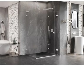 Mexen Lunar-F L, pravý sklápací sprchový kút 95 x 90 cm, 8mm číre sklo, biely profil, 836L-095-090-20-00-P