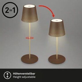 Brilo - LED stolná nabíjateľná dotyková lampa KIKI LED/2,6W/5V IP44 2600 mAh hnedá