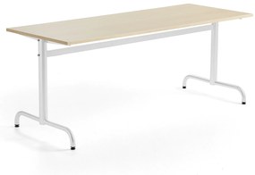 Stôl PLURAL, 1800x700x720 mm, HPL - breza, biela