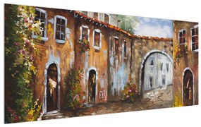 Obraz maľovanej stredomorskej uličky (120x50 cm)